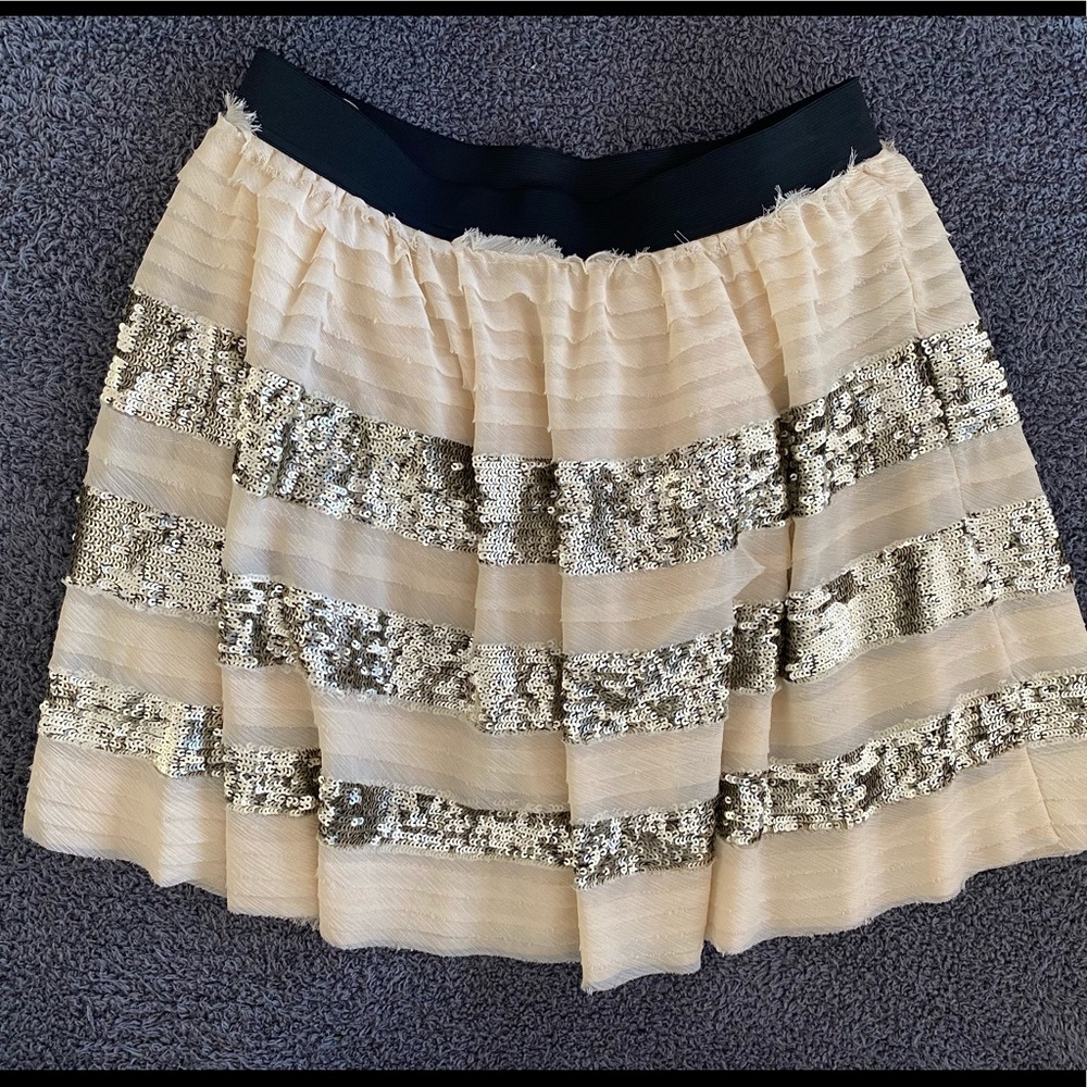 Free People Gold Sequence and lace mini skirt